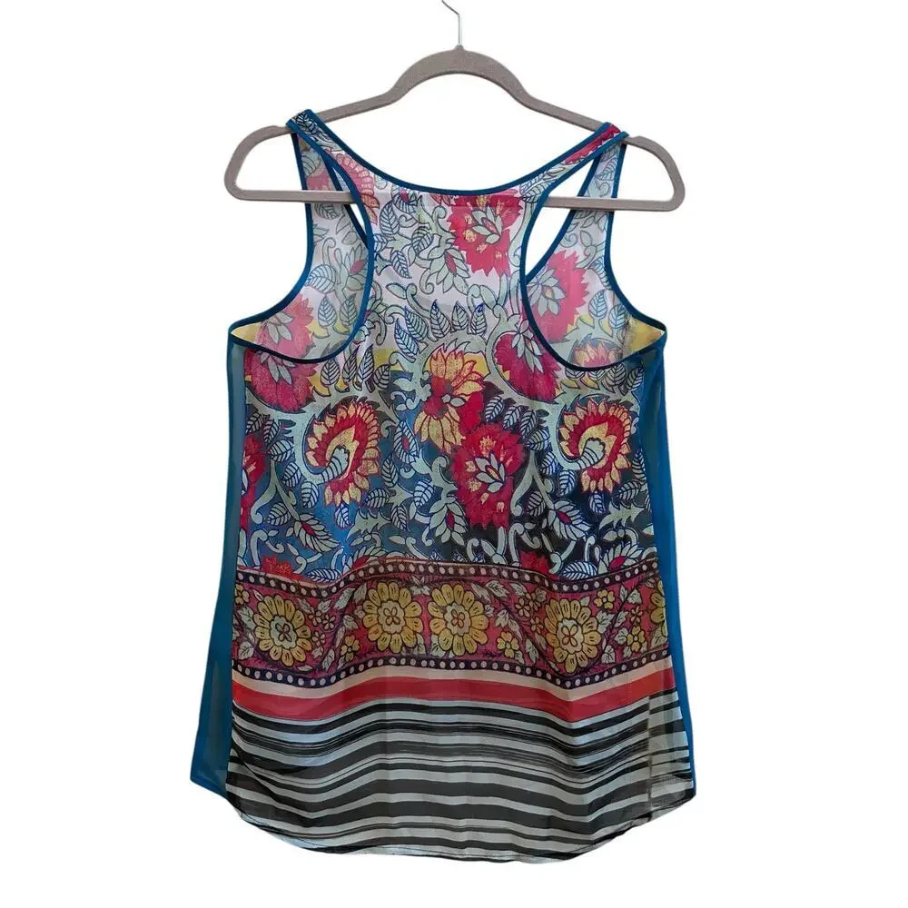 Dream Daily Anthropologie Boho Print Semi Sheer Racerback Tank Top Size Small - Picture 4 of 8